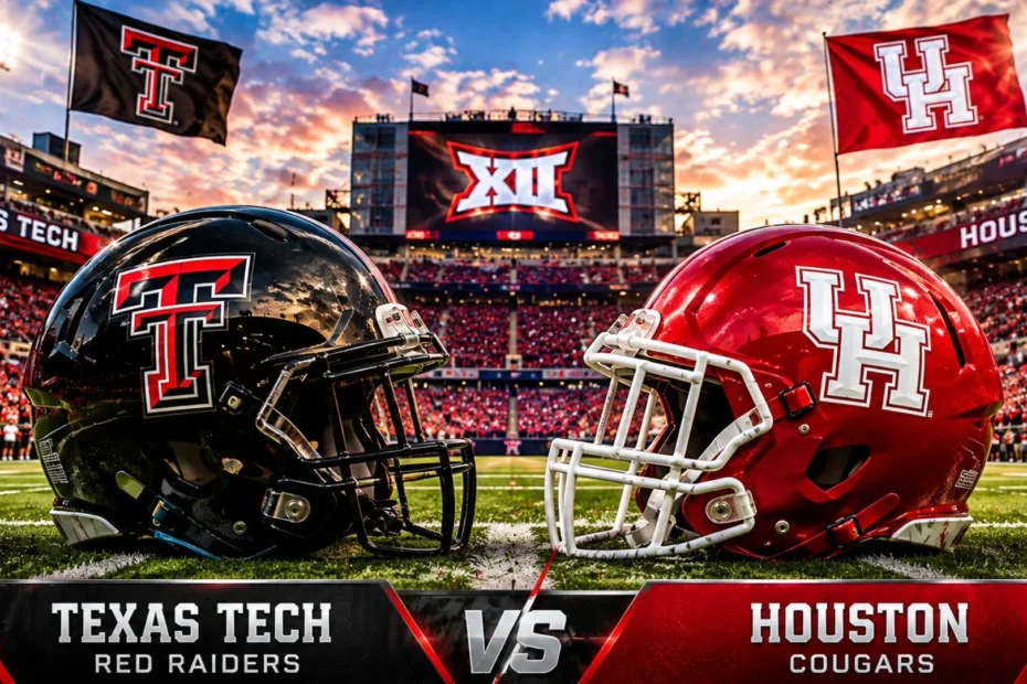 Texas Tech Red Raiders defeat Houston Cougars 28-26 on the scoreboard in their Big 12 Conference football game in Lubbock, Texas on September 18, 2026